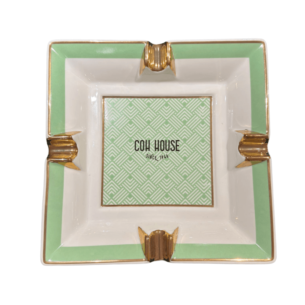 COH House Signature Ceramic Ashtray – Mint Green & Gold Edition - HK CohCigars -雪茄