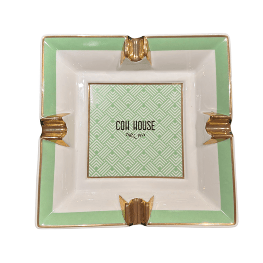 COH House Signature Ceramic Ashtray – Mint Green & Gold Edition - HK CohCigars -雪茄