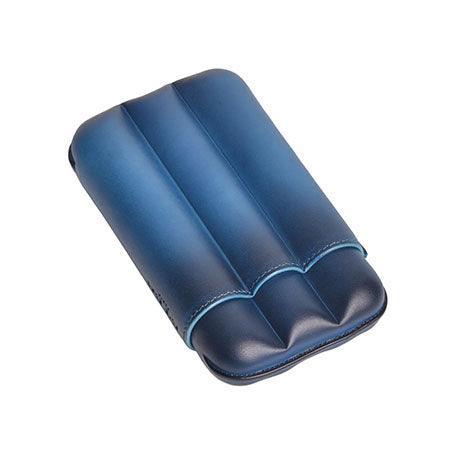 ELIE BLEU "Blue" leather case for 3 cigars (ring 27 mm) - HK CohCigars