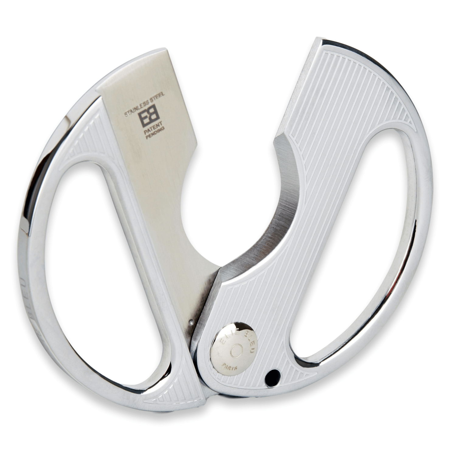 ELIE BLEU Cigar Cutter Stainless EBC-2 Stainless Steel with pinstripe - hk.cohcigars