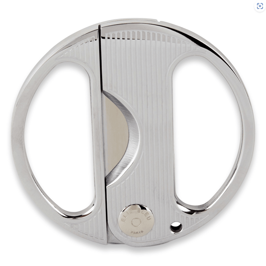 ELIE BLEU Cigar Cutter Stainless EBC-2 Stainless Steel with pinstripe - HK CohCigars