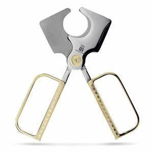 ELIE BLEU Cigar Cutter Stainless EBC-3 Gold Button / Gold Etched Handles - HK CohCigars