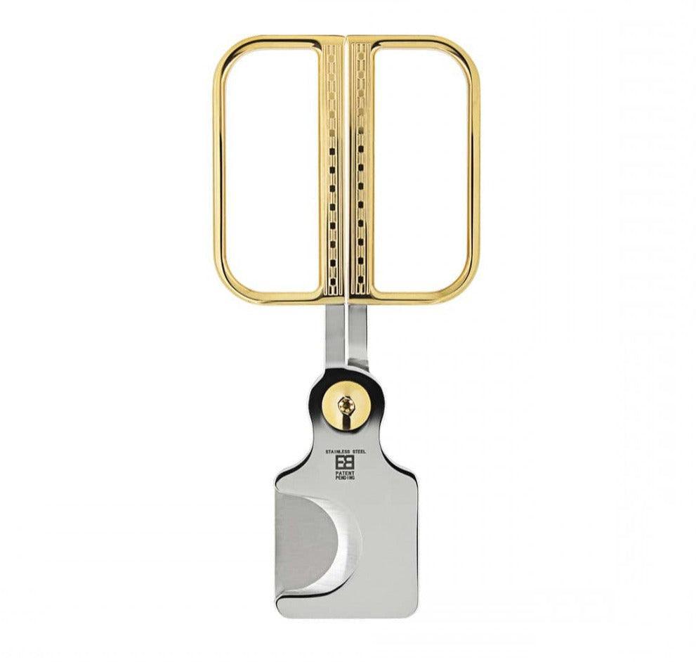 ELIE BLEU Cigar Cutter Stainless EBC-3 Gold Button / Gold Etched Handles - HK CohCigars