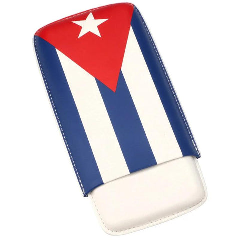 ELIE BLEU "Cuban Flag" leather case for 3 cigars (ring 27 mm) - hk.cohcigars