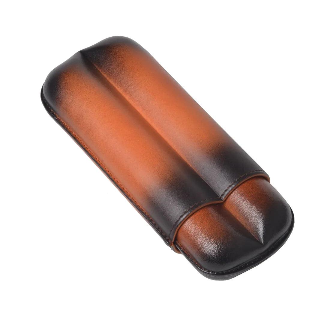 ELIE BLEU "Honey" leather case for 2 cigars (ring 27 mm) - hk.cohcigars
