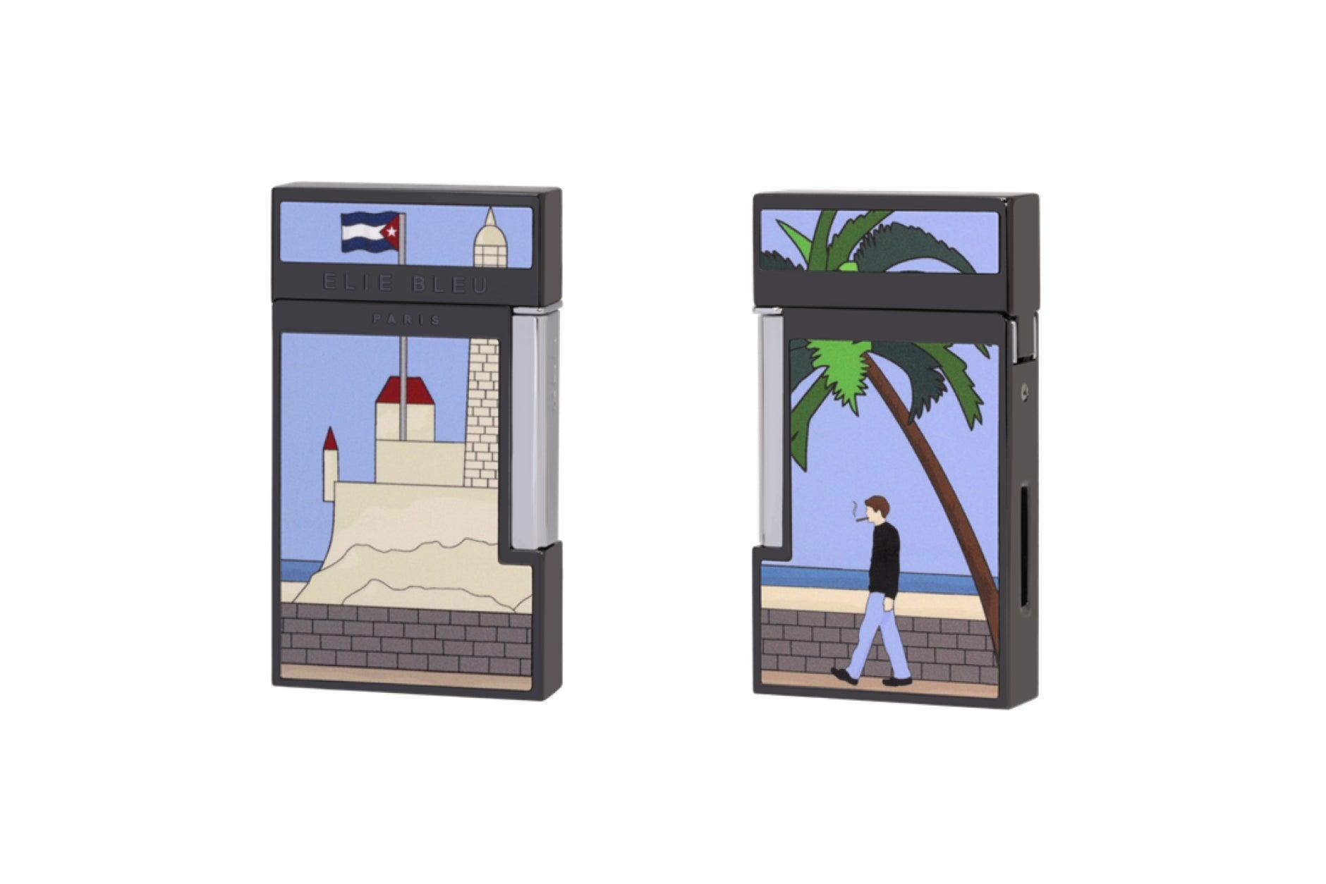 ELIE BLEU J-14 Cigar Jet Flame Lighter "Casa Cubana" Black IP (Ltd 459 pieces) - HK CohCigars