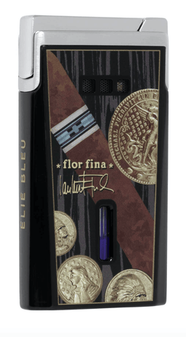 ELIE BLEU J-15 Cigar Jet Flame Lighter Medals black - HK CohCigars
