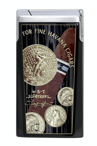 ELIE BLEU J-15 Cigar Jet Flame Lighter Medals black - HK CohCigars