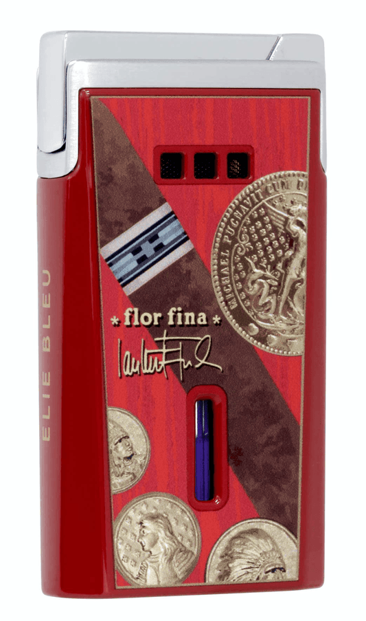 ELIE BLEU J-15 Cigar Jet Flame Lighter Medals red - HK CohCigars