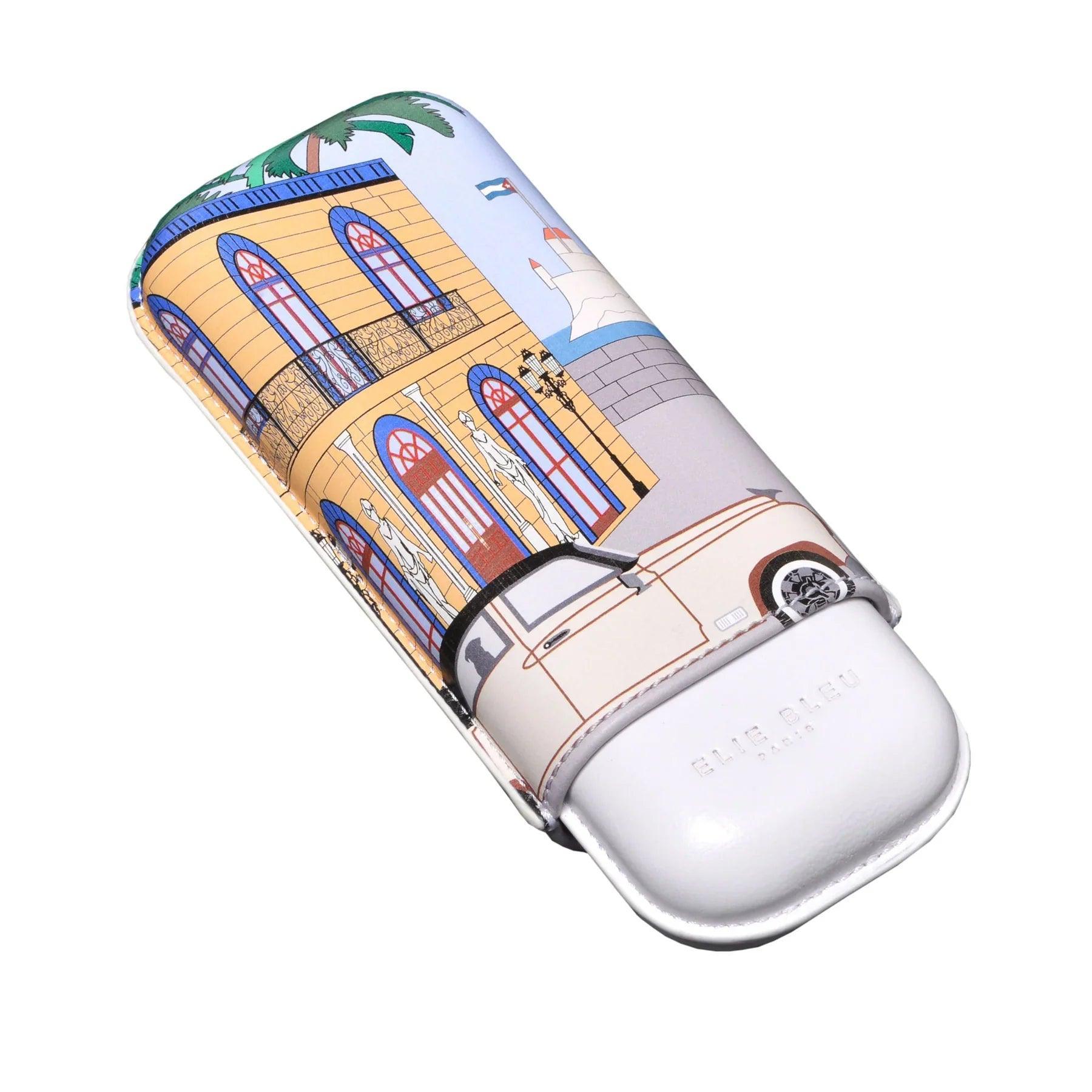 ELIE BLEU Leather Cigars Case "Casa Cubana Le Parisien" 2cig (cal 27mm) - HK CohCigars