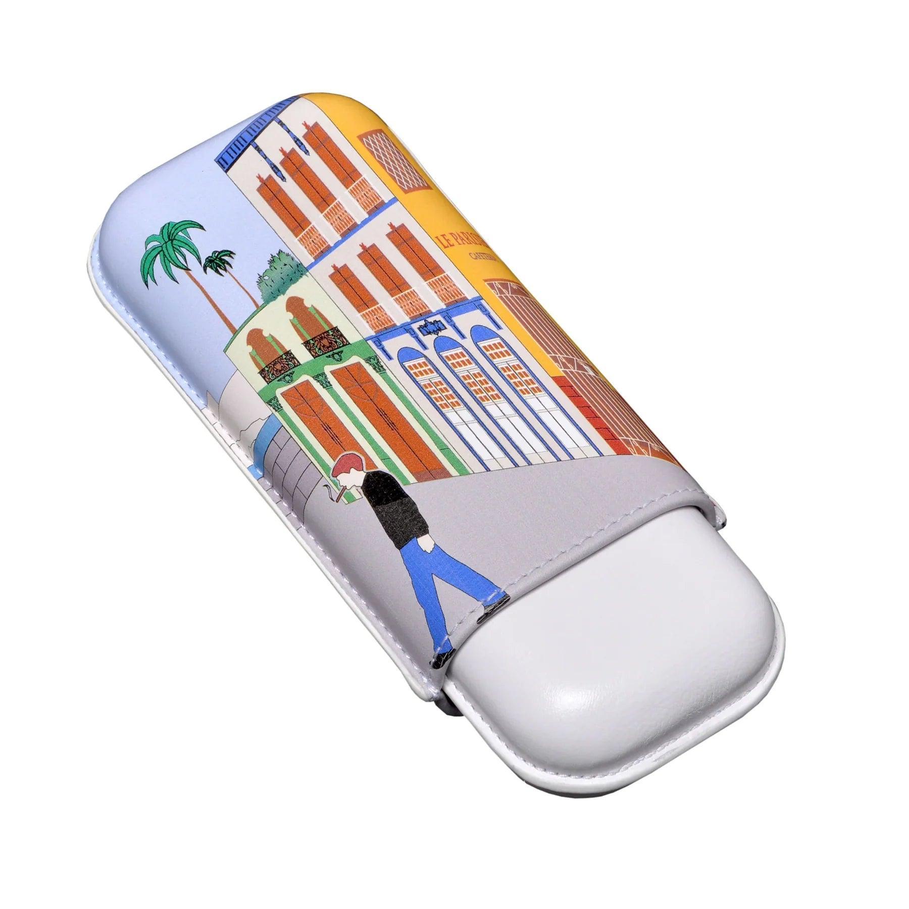 ELIE BLEU Leather Cigars Case "Casa Cubana Le Parisien" 2cig (cal 27mm) - HK CohCigars
