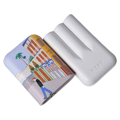 ELIE BLEU Leather Cigars Case "Casa Cubana Le Parisien" 3cig (cal 27mm) - HK CohCigars