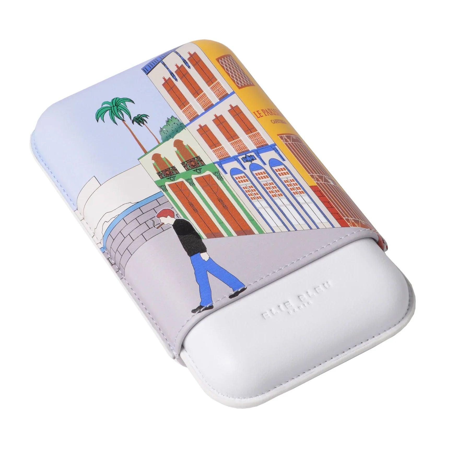 ELIE BLEU Leather Cigars Case "Casa Cubana Le Parisien" 3cig (cal 27mm) - HK CohCigars