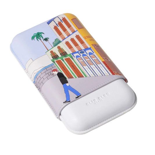 ELIE BLEU Leather Cigars Case "Casa Cubana Le Parisien" 3cig (cal 27mm) - HK CohCigars