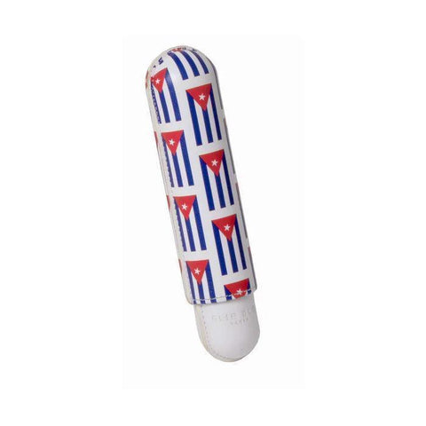 ELIE BLEU Leather Cigars Case "Small Cuban Flag" 1cig (cal 27mm) - HK CohCigars
