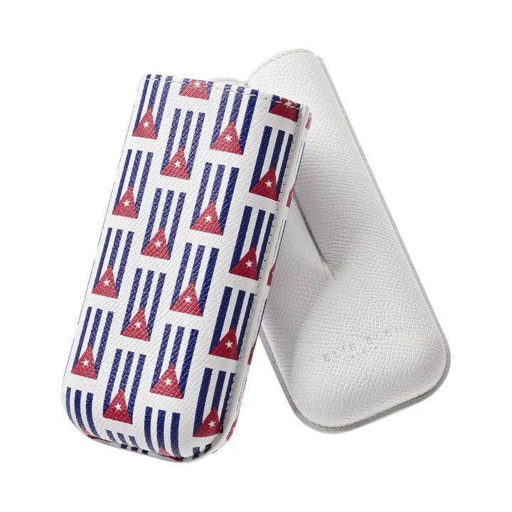 ELIE BLEU Leather Cigars Case "Small Cuban Flag" 2cig (cal 27mm) - HK CohCigars