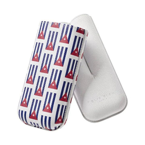 ELIE BLEU Leather Cigars Case "Small Cuban Flag" 2cig (cal 27mm) - HK CohCigars