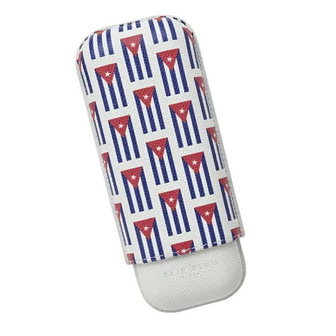 ELIE BLEU Leather Cigars Case "Small Cuban Flag" 2cig (cal 27mm) - HK CohCigars