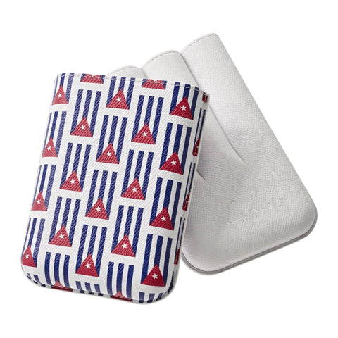ELIE BLEU Leather Cigars Case "Small Cuban Flag" 3cig (cal 27mm) - HK CohCigars