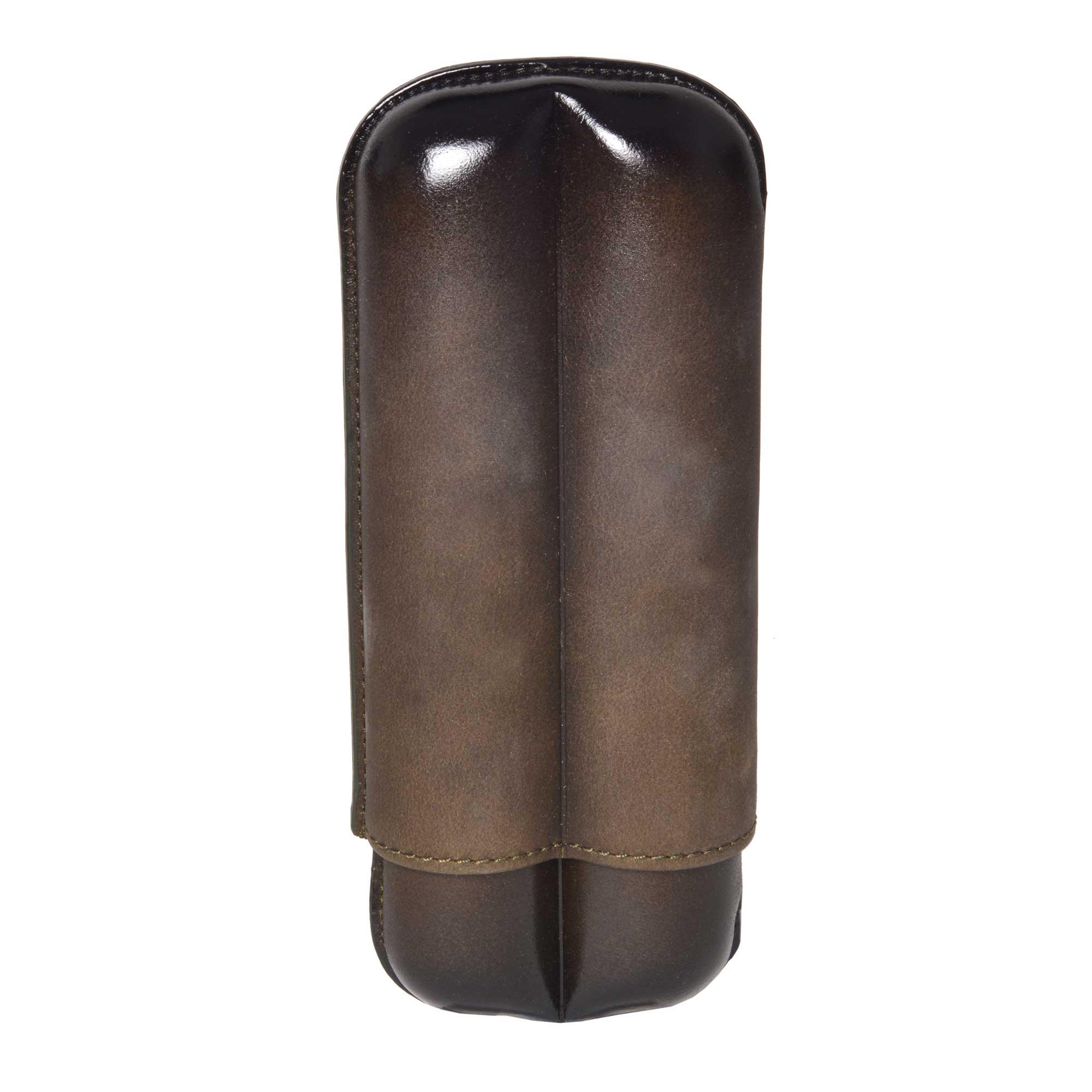 ELIE BLEU "Olive" leather case for 2 cigars (ring 27 mm) - hk.cohcigars