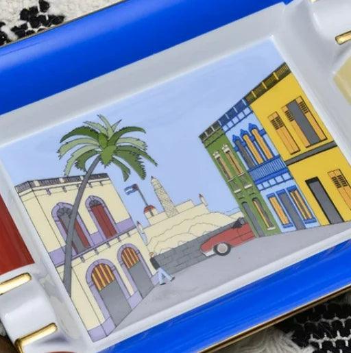 ELIE BLEU Porcelain ashtray "Casa cubana" - HK CohCigars