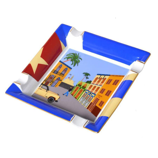 ELIE BLEU Porcelain ashtray "Casa cubana" Large - HK CohCigars