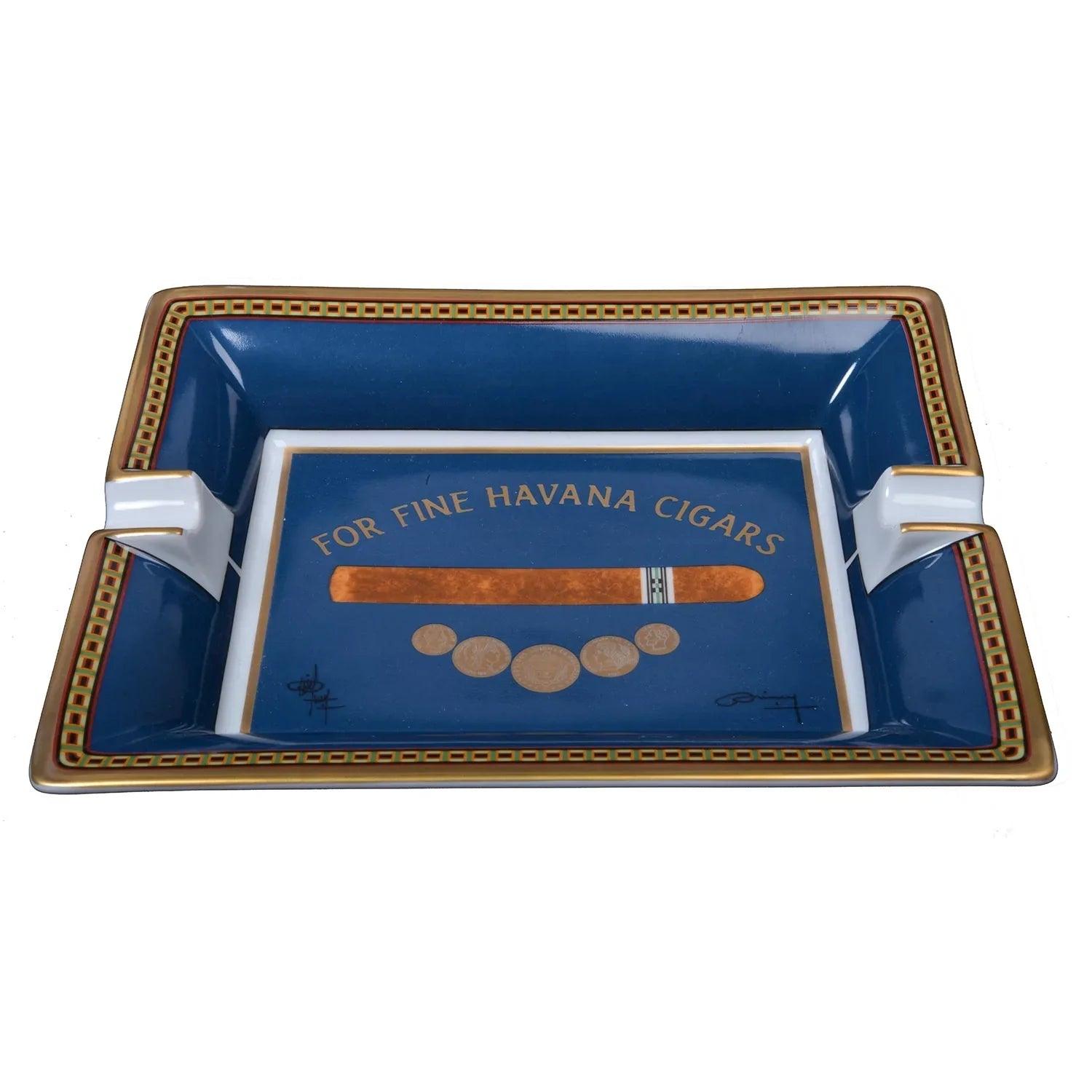 ELIE BLEU Porcelain ashtray "Medals" blue - hk.cohcigars