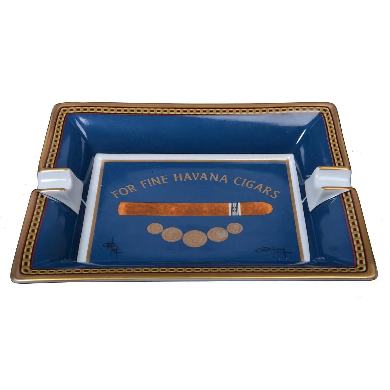 ELIE BLEU Porcelain ashtray "Medals" blue - HK CohCigars