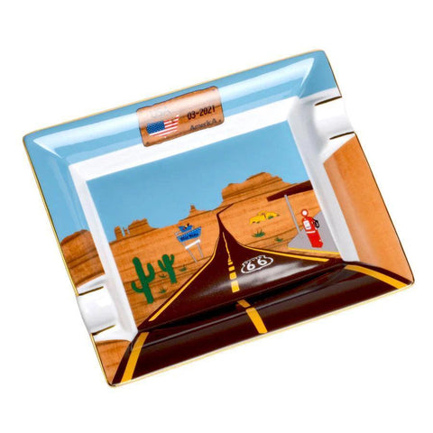 ELIE BLEU Porcelain ashtray "Route 66" - HK CohCigars