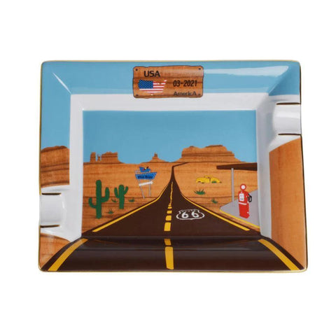 ELIE BLEU Porcelain ashtray "Route 66" - HK CohCigars