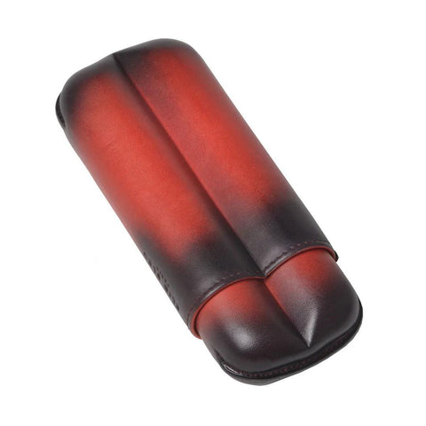 ELIE BLEU "Red" leather case for 2 cigars (ring 27 mm) - HK CohCigars