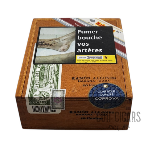 HK CohCigars Ramon Allones Casino 10支裝雪茄木盒，展示經典古巴雪茄品牌標誌與健康警示標籤。