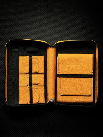 PROJECTCARBON leather series - "BLACK MUSTARD" Travel Case - HK CohCigars -雪茄