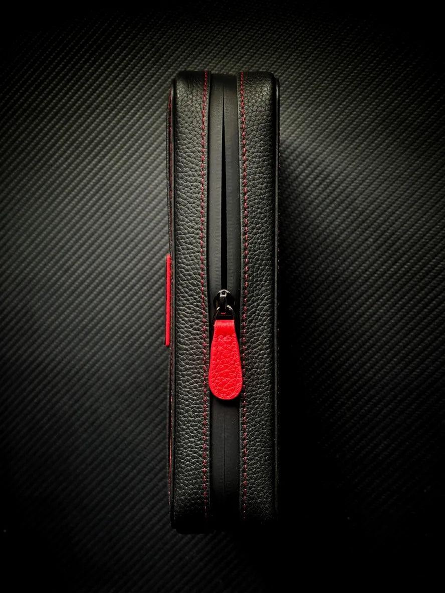 PROJECTCARBON | LEATHER SERIES - BLACK AND RED TRAVEL CASE - HK CohCigars