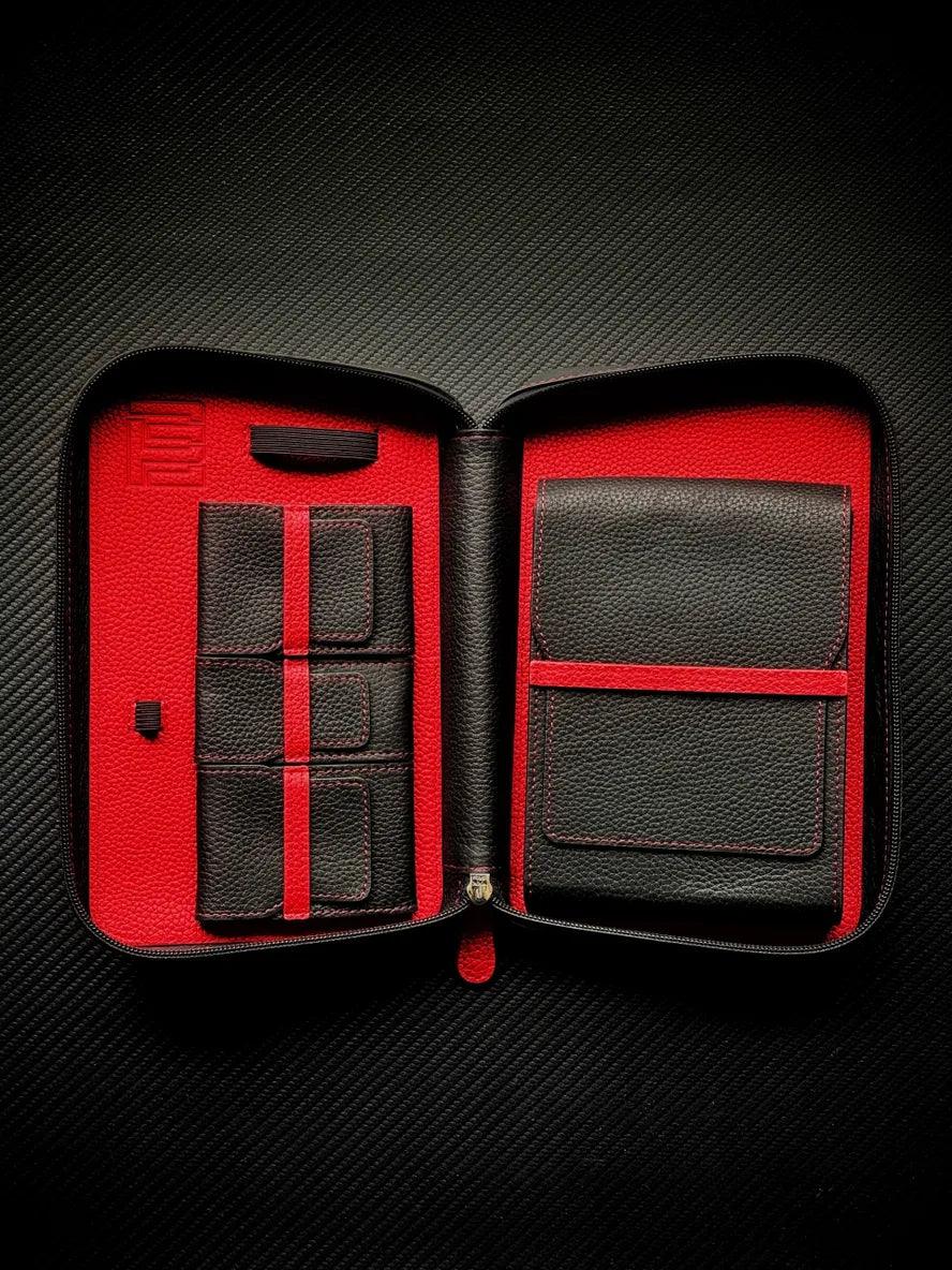 PROJECTCARBON | LEATHER SERIES - BLACK AND RED TRAVEL CASE - HK CohCigars