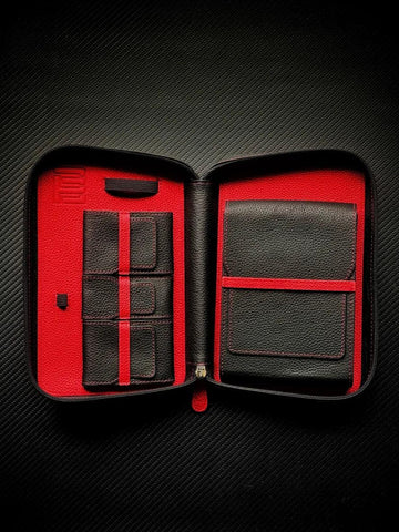PROJECTCARBON | LEATHER SERIES - BLACK AND RED TRAVEL CASE - HK CohCigars