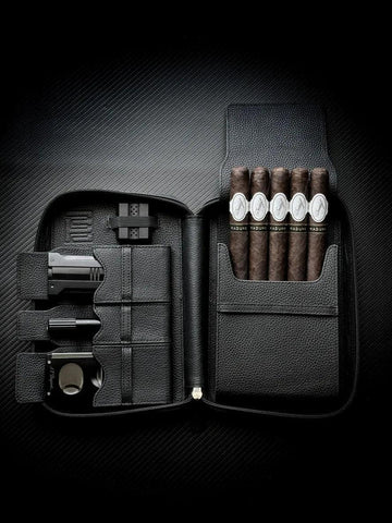PROJECTCARBON | LEATHER SERIES - MIDNIGHT BLACK TRAVEL CASE - HK CohCigars -雪茄