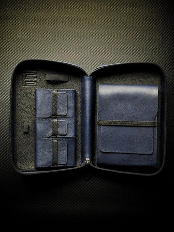 PROJECTCARBON | LEATHER SERIES - "TACTICAL BLUE" TRAVEL CASE - HK CohCigars