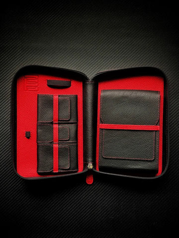 PROJECTCARBON | LEATHER SERIES - BLACK AND RED TRAVEL CASE