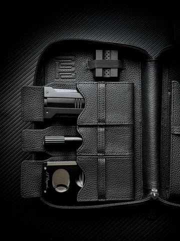 PROJECTCARBON | LEATHER SERIES - MIDNIGHT BLACK TRAVEL CASE