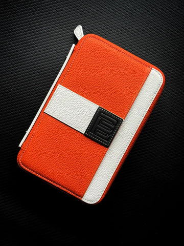 PROJECTCARBON | LEATHER SERIES - ORANGE AND WHITE TRAVEL CASE (BLEMISHED)