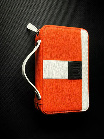 PROJECTCARBON | LEATHER SERIES - ORANGE AND WHITE TRAVEL CASE (BLEMISHED)