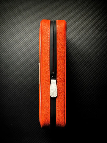 PROJECTCARBON | LEATHER SERIES - ORANGE AND WHITE TRAVEL CASE (BLEMISHED)