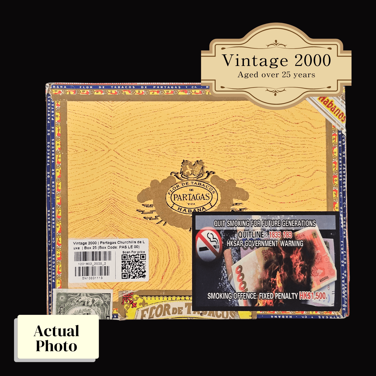 Vintage 2000 | Partagas Churchills de Luxe | Box 25 (Box Code: PAS LE 00)(Ref: SN10001113) - HK CohCigars -雪茄