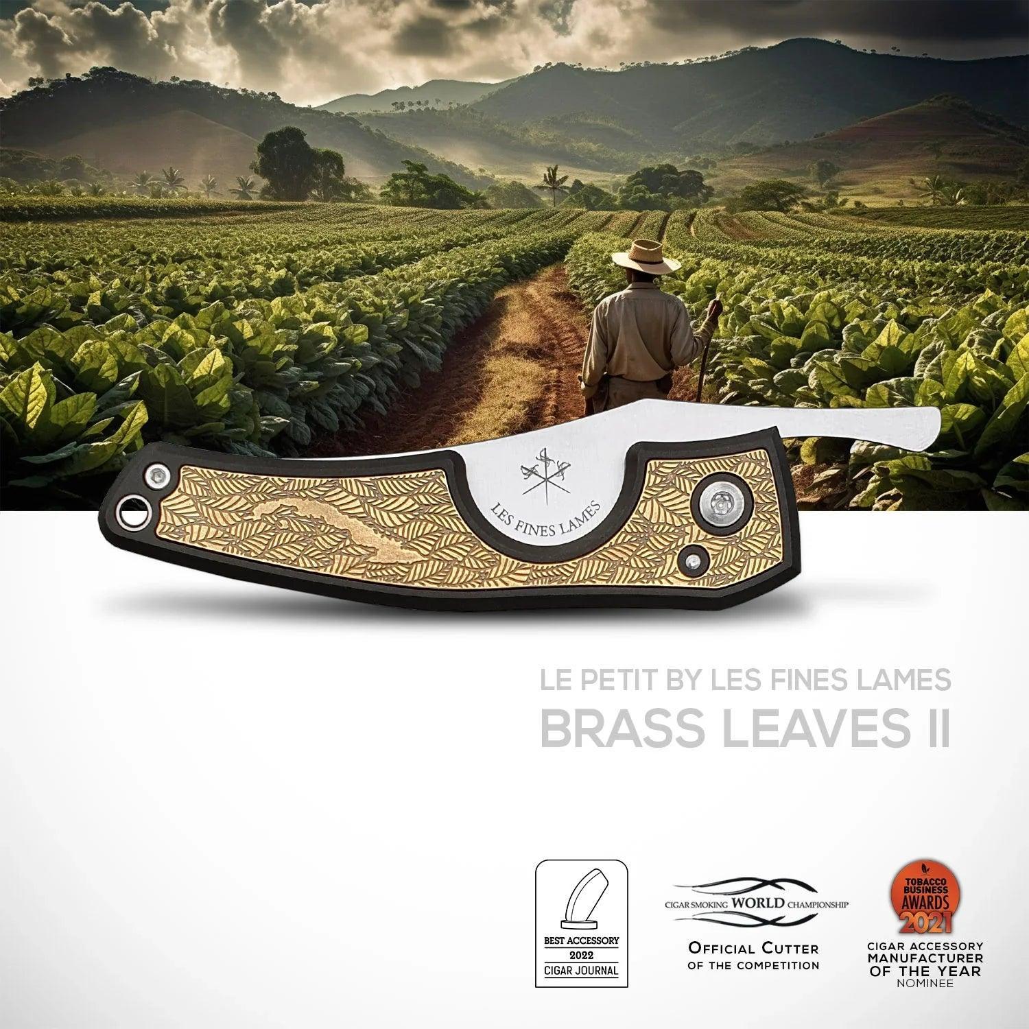 LES FINES LAMES | Cutter LE PETIT - Brass Leaves II - HK CohCigars