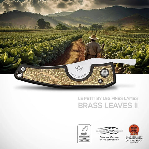 LES FINES LAMES | Cutter LE PETIT - Brass Leaves II - HK CohCigars