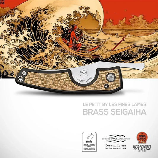 LES FINES LAMES | Cutter LE PETIT - Brass Seigaiha - HK CohCigars -雪茄