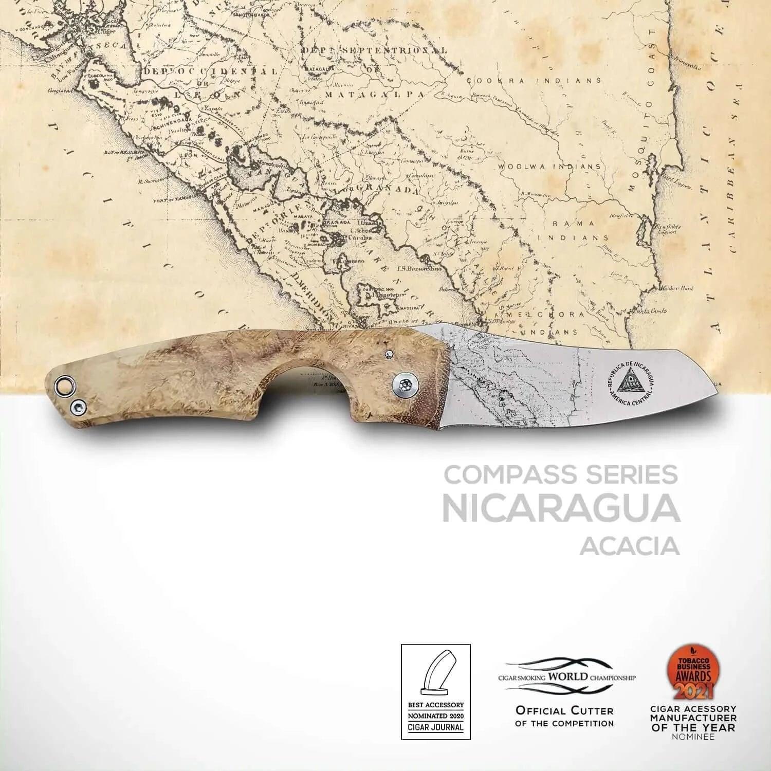 LES FINES LAMES | Cutter LE PETIT - Compass Nicaragua Acacia Burl - hk.cohcigars