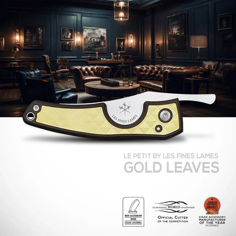 LES FINES LAMES | Cutter LE PETIT - Gold Leaves - HK CohCigars