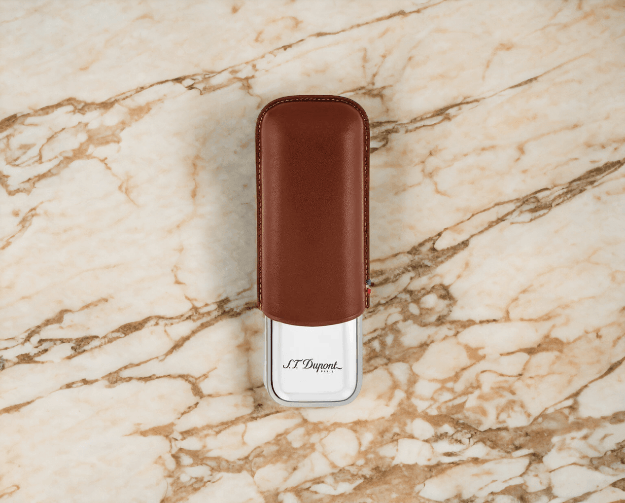 St. Dupont | METAL BASE 2 CIGAR CASE BROWN - HK CohCigars -雪茄